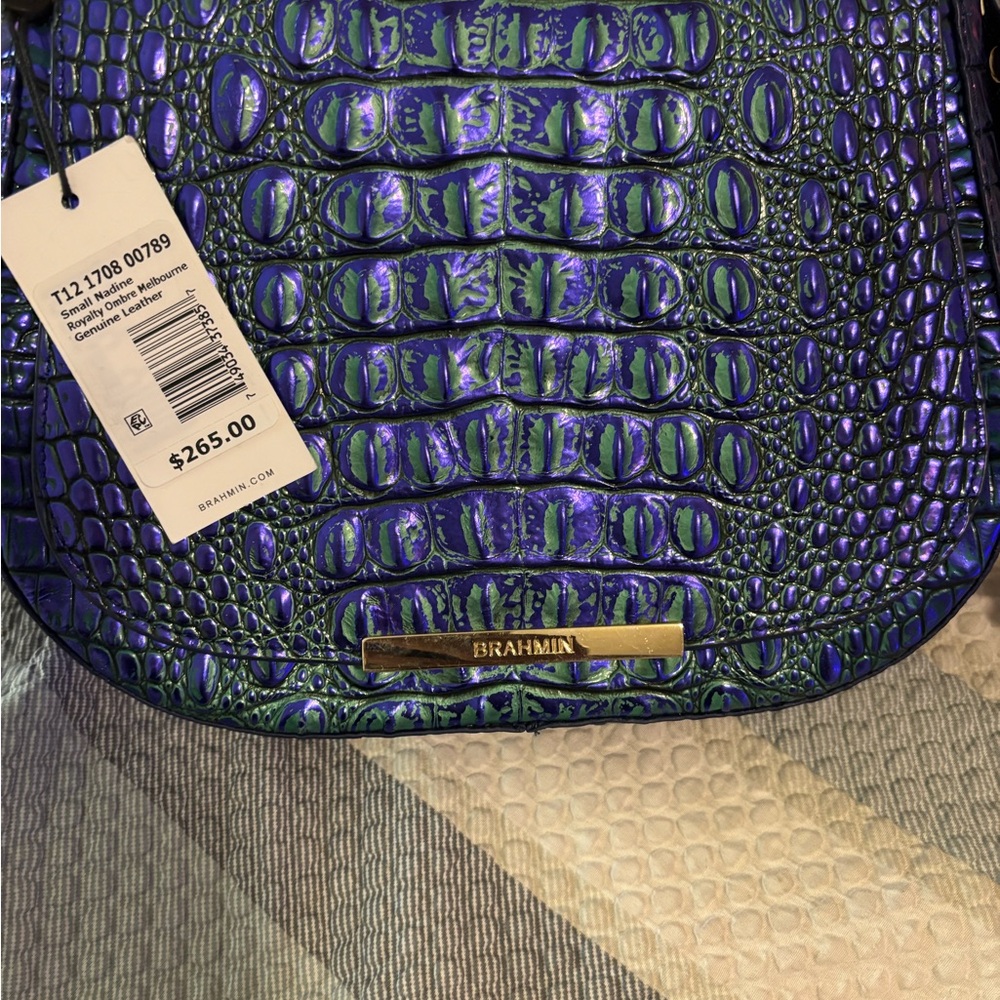 Brahmin Iridescent Blue and Purple Shoulder Bag